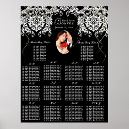 Pôster Foto: Black White Damask 140 + Seating Chart (Dama