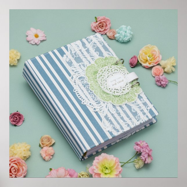 Poster Foto Bonito imprimível do notebook com flores (Frente)