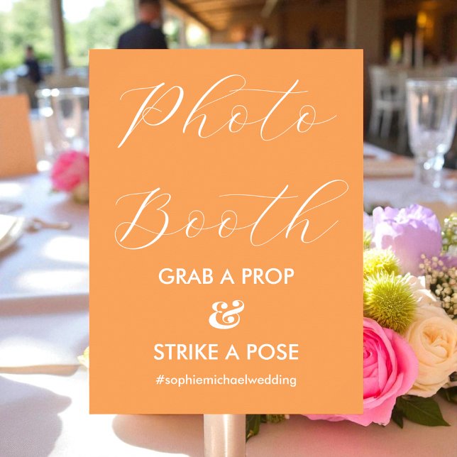 Poster Foto Booth Orange White Weding (Criador carregado)