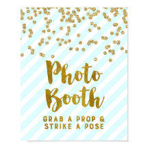 Foto Booth Sign Sky Blue Strips