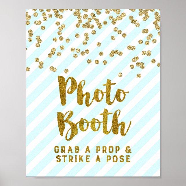 Poster Foto Booth Sign Sky Blue Strips (Frente)