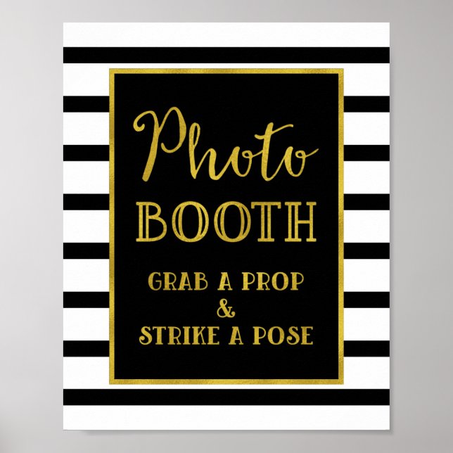 Pôster Foto Booth Sinal Dourado Black Strips (Frente)