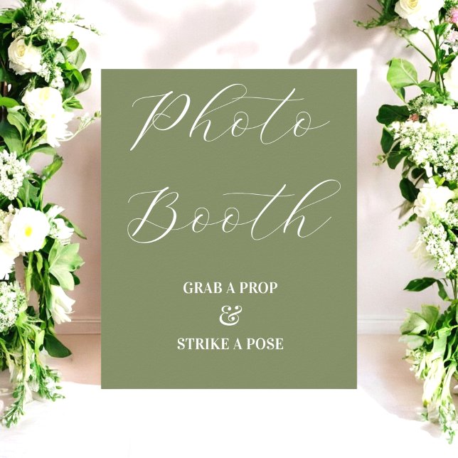 Poster Foto: Booth Wedding Sage Green Sign (Criador carregado)