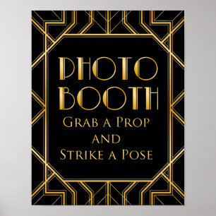Poster Foto: Booth Wedding Sign Gatsby Art Deco