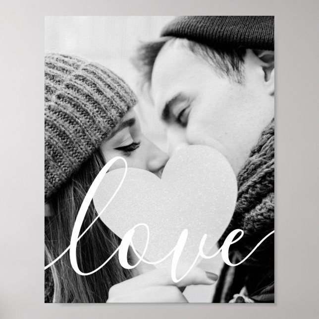 Poster Foto Branca Preta de Script Moderno (Frente)