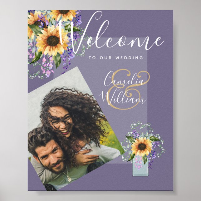 Poster FOTO Casamento Sinal de Boas-vindas Sunflower Wist (Frente)