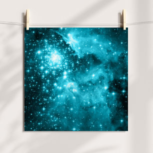 Pôster Foto Celestial Tinta Aqua Stars