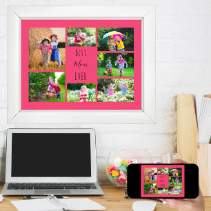 Poster Foto Colagem 7 Fotos Melhor Mãe Alguma Vez Rosa