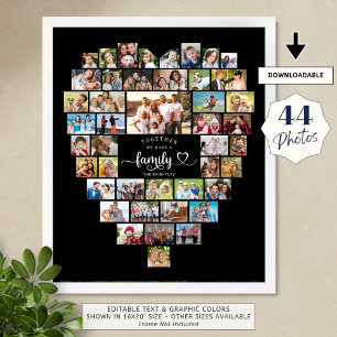Poster Foto Colagem Coração Juntos Fazemos Uma Família