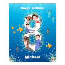 Foto Colagem Grande 8.º Aniversário Sob O Mar