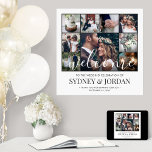 Poster Foto Collage Wedding Script de Boas-Vindas Modern<br><div class="desc">Bem-vindos convidados de casamento à sua cerimônia ou recepção com um elegante poster de colagem de fotos de 9 personagens quadrado 24"x24". Imagens e todo texto são simples de personalizar. (DICA DE IMAGEM: Uma maneira fácil de centralizar uma foto exatamente como você deseja é recortá-la antes de carregá-la no site...</div>