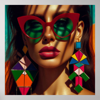 Poster Foto criativa de moda. Mulher com brincos
