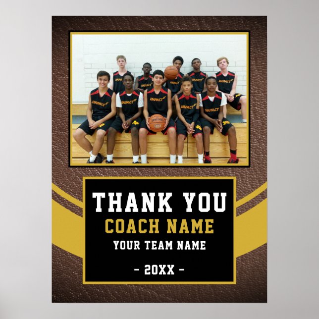 Poster Foto da Equipe Basquete Treinador Obrigado  (Frente)