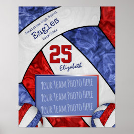 Poster foto da equipe de vôlei azul-vermelha