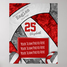 Poster foto da equipe de vôlei das cinzas vermelhas