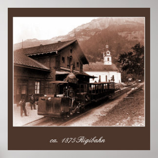 Pôster Foto da estação de trem antiquada Rigi