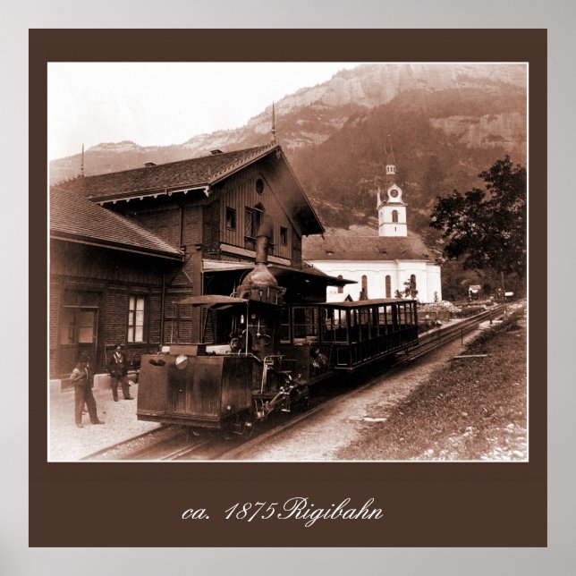 Pôster Foto da estação de trem antiquada Rigi (Frente)