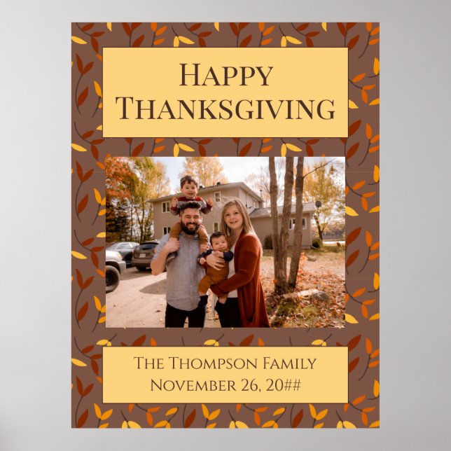 Poster Foto da família Leaf de outono elegante (Frente)