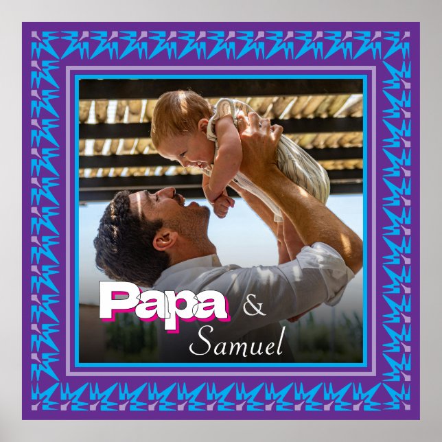 Poster Foto da família personalizada - Pai com filha-filh (Frente)