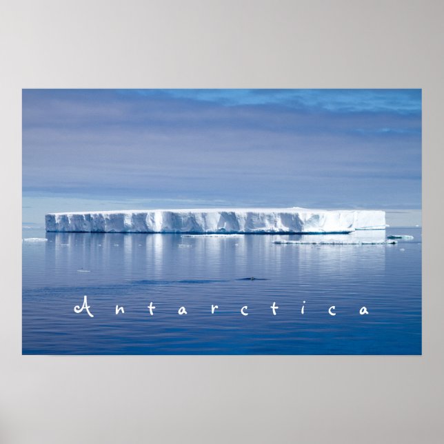 Poster Foto da paisagem do iceberg Antártica com texto br (Frente)