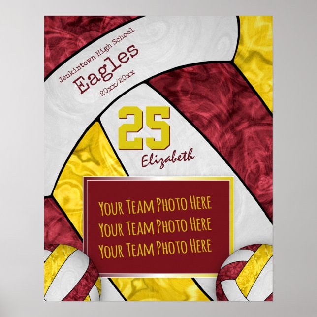 Poster foto da seleção de vôlei amarela maroon (Frente)