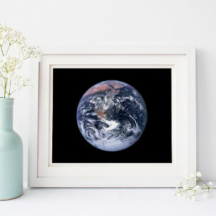 Poster Foto da Terra em Mármore Azul Vintage 10x8