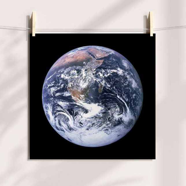 Poster Foto da Terra em Mármore Azul Vintage 12x12 (Vintage Blue Marble Earth Photo 12x12 Poster)