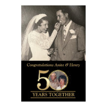 Foto de 50º Aniversário em Dourado Elegante