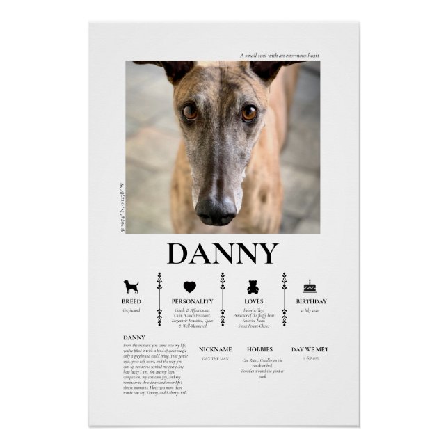 Pôster Foto de Animal de Estimação Personalizada (Frente)