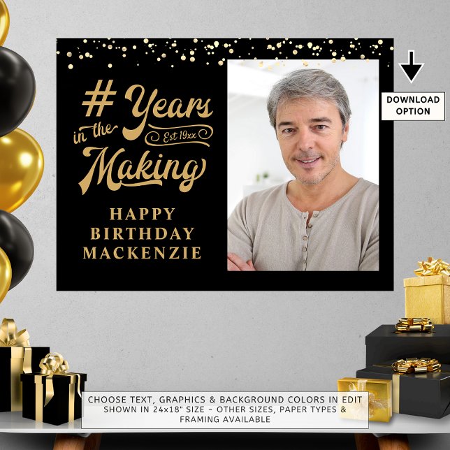 Poster Foto de aniversário, anos Dourados no Fazer (Criador carregado)