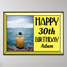 Foto de Aniversário Art Déco Amarela de 30 anos