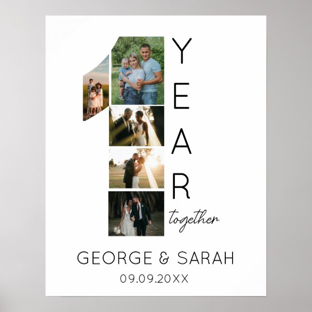 Poster Foto de aniversário de casamento de um ano (Frente)