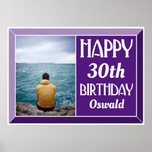 Poster Foto de Aniversário do Art Deco Roxo