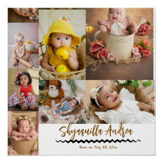 Pôster foto de bebê fofo - 9 fotos e texto personalizado