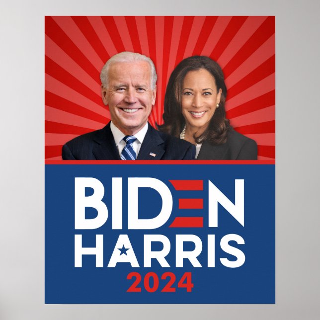 Poster Foto de Biden Harris - 2024 star - Azul Branco Ver (Frente)