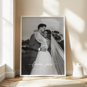 Poster Foto de Casal de Casamento Moderno 'Para Sempre Se