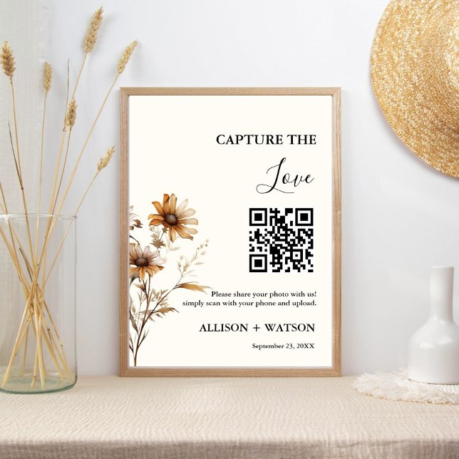 Poster Foto de casamento Boho Captura Amor QR code (Criador carregado)
