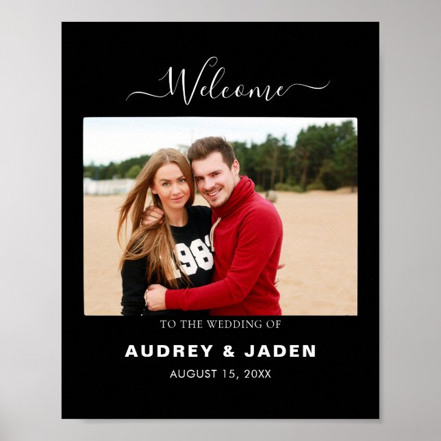 Poster Foto de casamento de Recepção de casamento moderna (Frente)