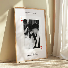 Poster Foto de casamento do casal Modern Ace of Hearts