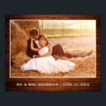 Poster Foto de Casamento do Estilo de Madeira Rustic<br><div class="desc">Impressão de madeira rustica,  Foto personalizada de casamento Poster</div>