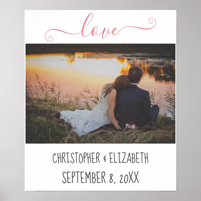 Poster Foto de casamento personalizada com nomes e data (Frente)