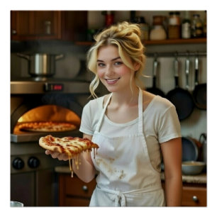 Pôster Foto de comer pizza Personalizar