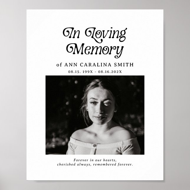 Poster Foto de Funeral Minimal Retro Em Memória Carinhosa (Frente)