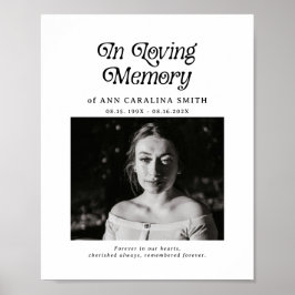 Poster Foto de Funeral Retro Minimal Em Memória Carinhosa