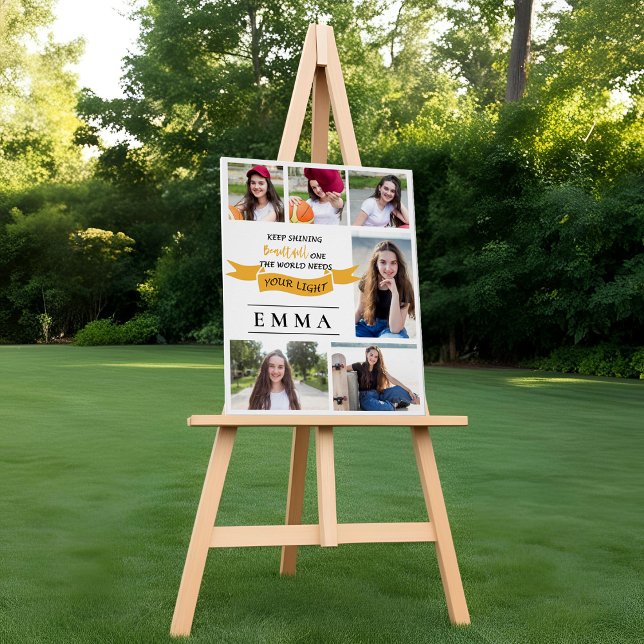 Pôster Foto de Graduação de Cotação de Manutenção Múltipl (Multi Photo Keep Shining Quote Graduation Photo Poster)