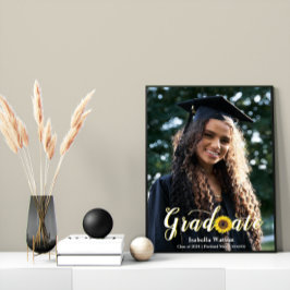 Poster Foto de Graduação Simples de Script de Girassol