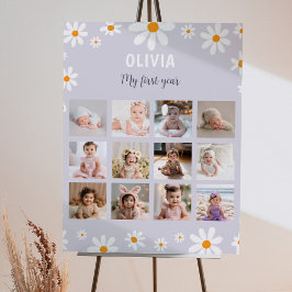 Poster Foto de Margarida Roxo Retro Foto de Aniversário M