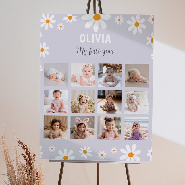 Poster Foto de Margarida Roxo Retro Foto de Aniversário M (Criador carregado)