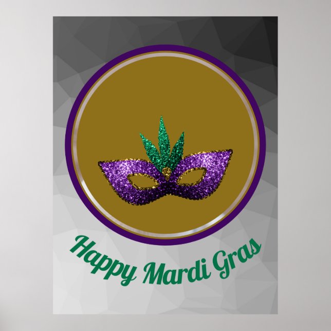 Poster Foto de máscara cintilante feliz do Mardi Gras Chi (Frente)