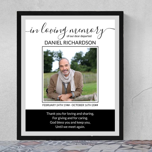 Poster Foto de Memória de Amor Funeral Memorial (Funeral memorial poster to order professionally printed or as a printable digital download)